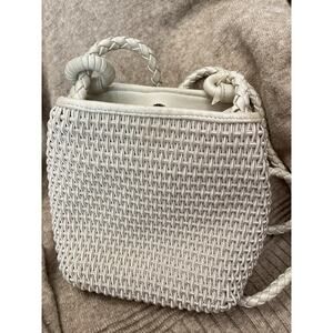 Vtg Ashneil Woven Leather Strap Shoulder Bag Satchel Tote Braided Perl Color